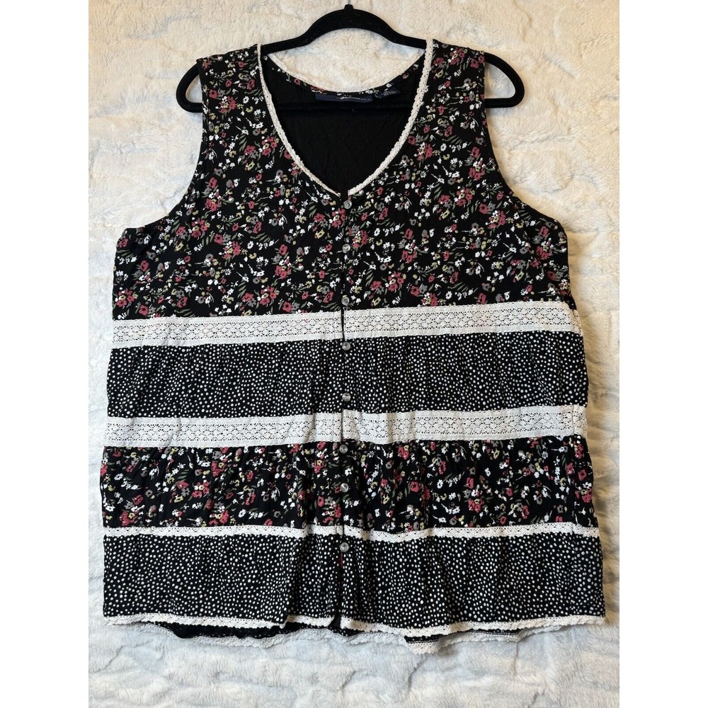 Denim 24/7 plus size tank top Lace accents floral flowy XL